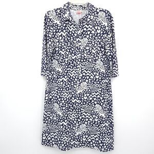 Persifor Winpenny shirt dress Size M navy lion print stretch knit jersey